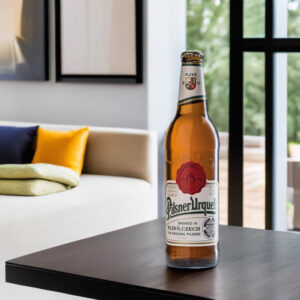 Cerveza Pilsner Urquel en sala de estar