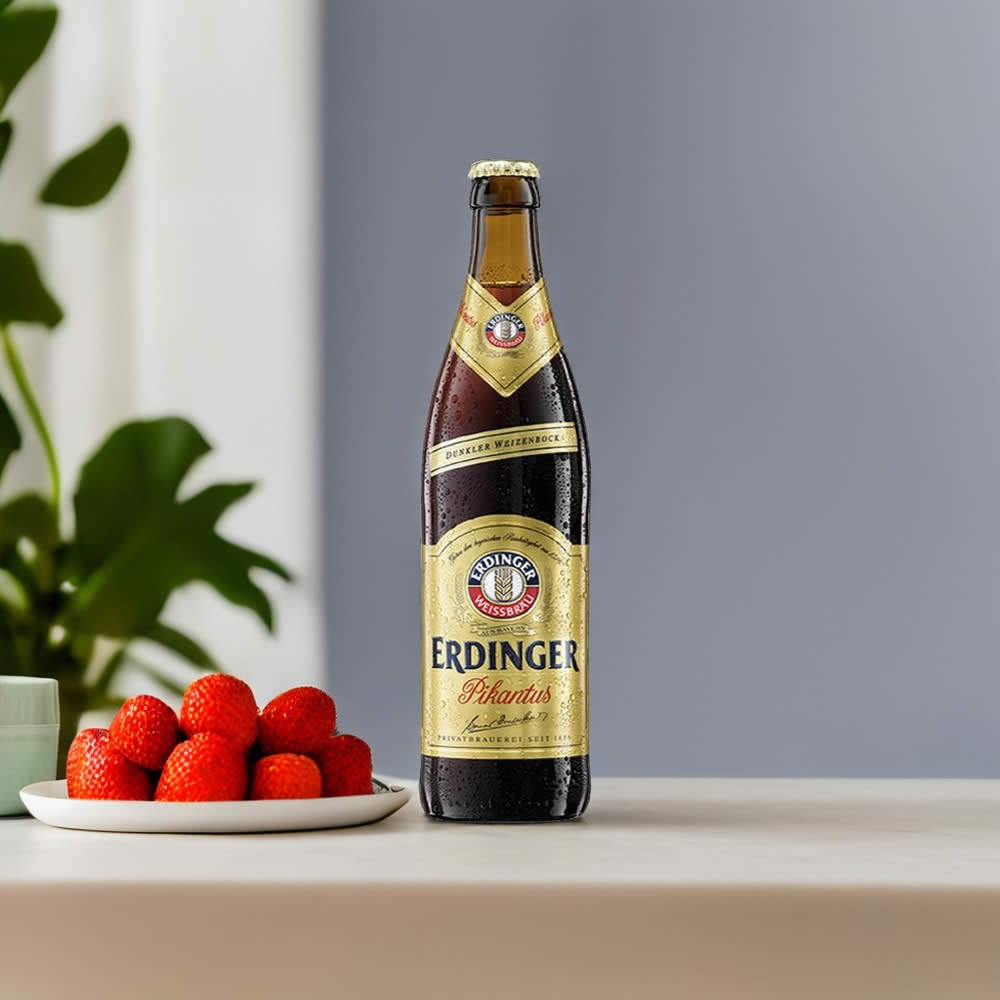 Cerveza Erdinger Pikantus con fresas