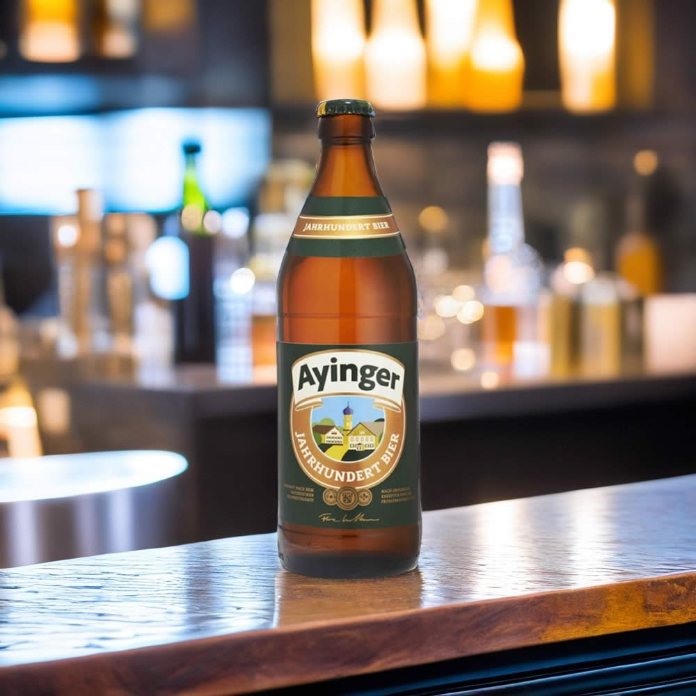 Cerveza Ayinger Jahrhundert en el bar