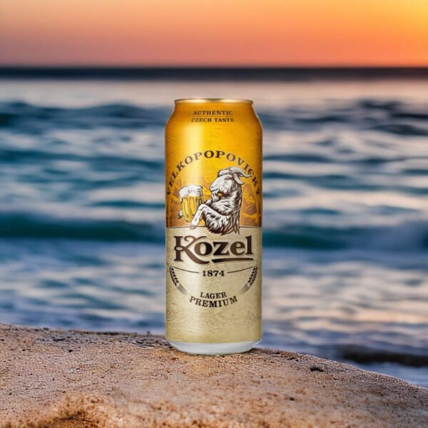 Cerveza Premium Lager en el mar