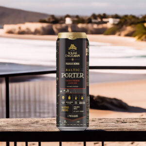 Cerveza Volfas Engelman Baltic Porter Lata en playa