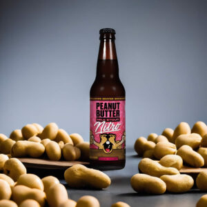 Cerveza Belching Beaver Peanut Butter Milk Stout Nitro con peanuts
