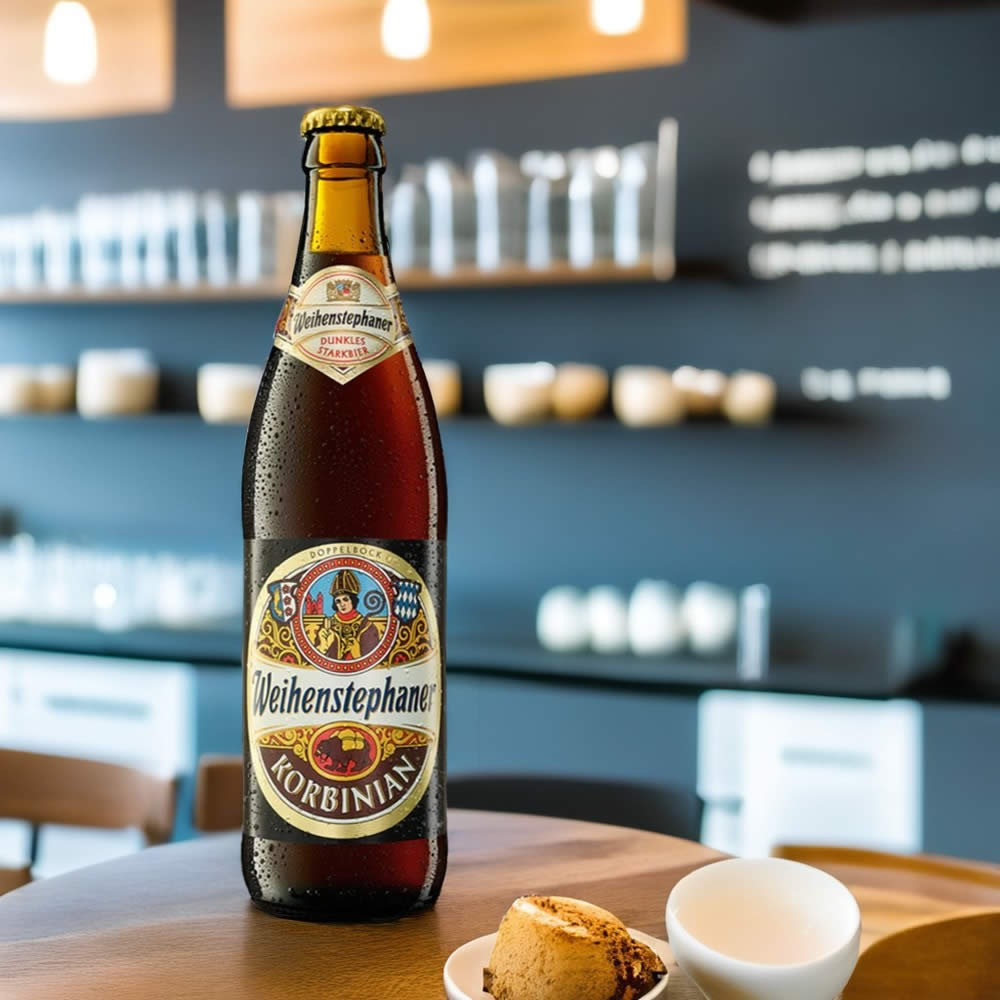 Cerveza Weihenstephaner Korbinian en cafeteria