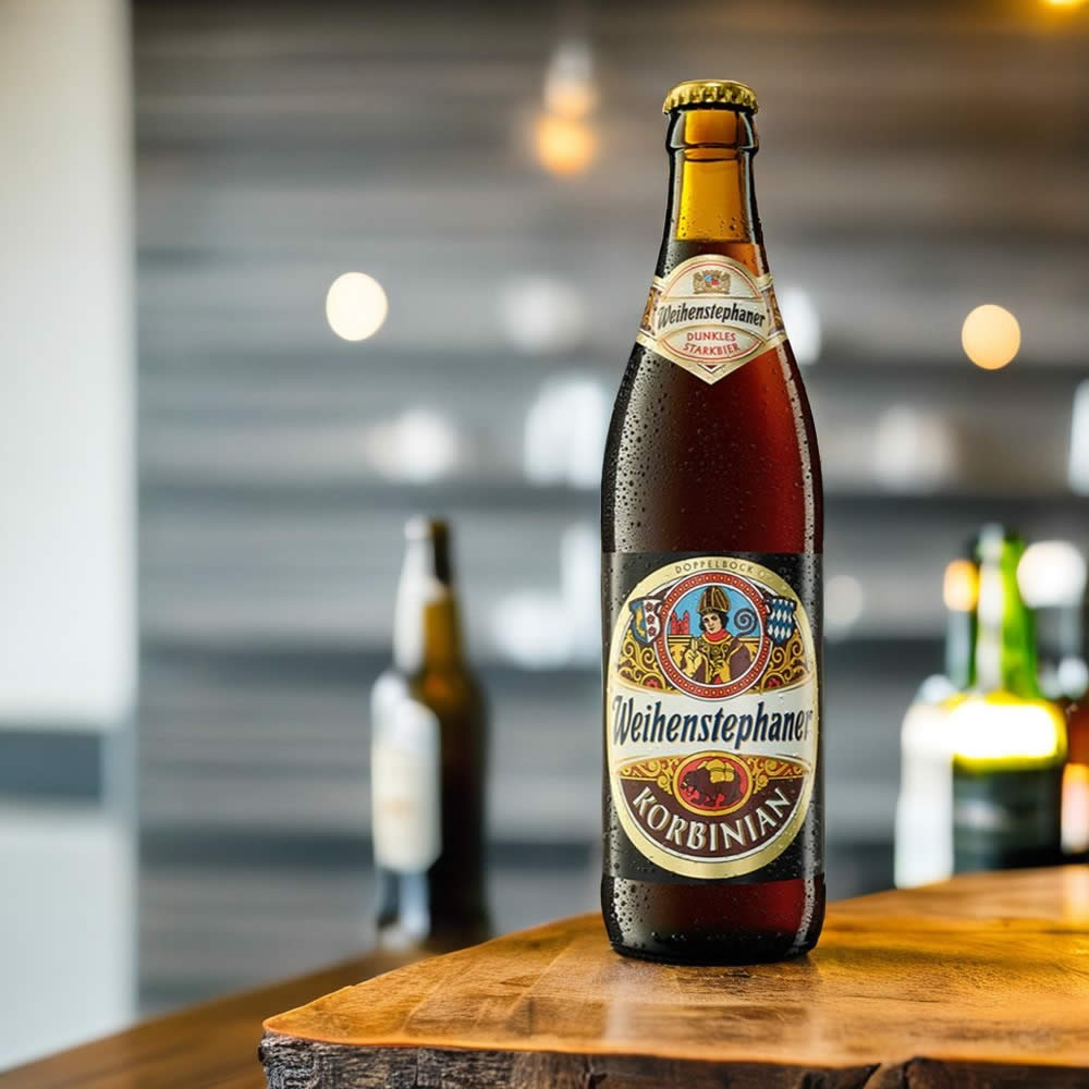 Cerveza Weihenstephaner Korbinian en barra de bar