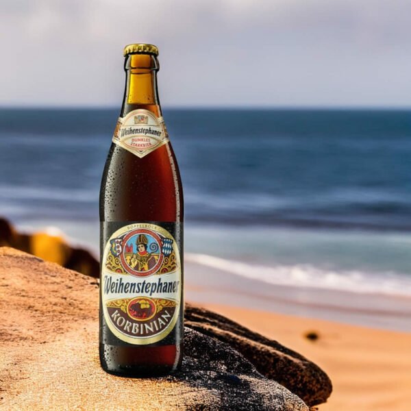 Cerveza Weihenstephaner Korbinian en playa