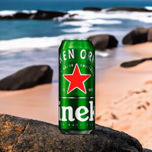 Cerveza Heineken Pilsner sobre roca