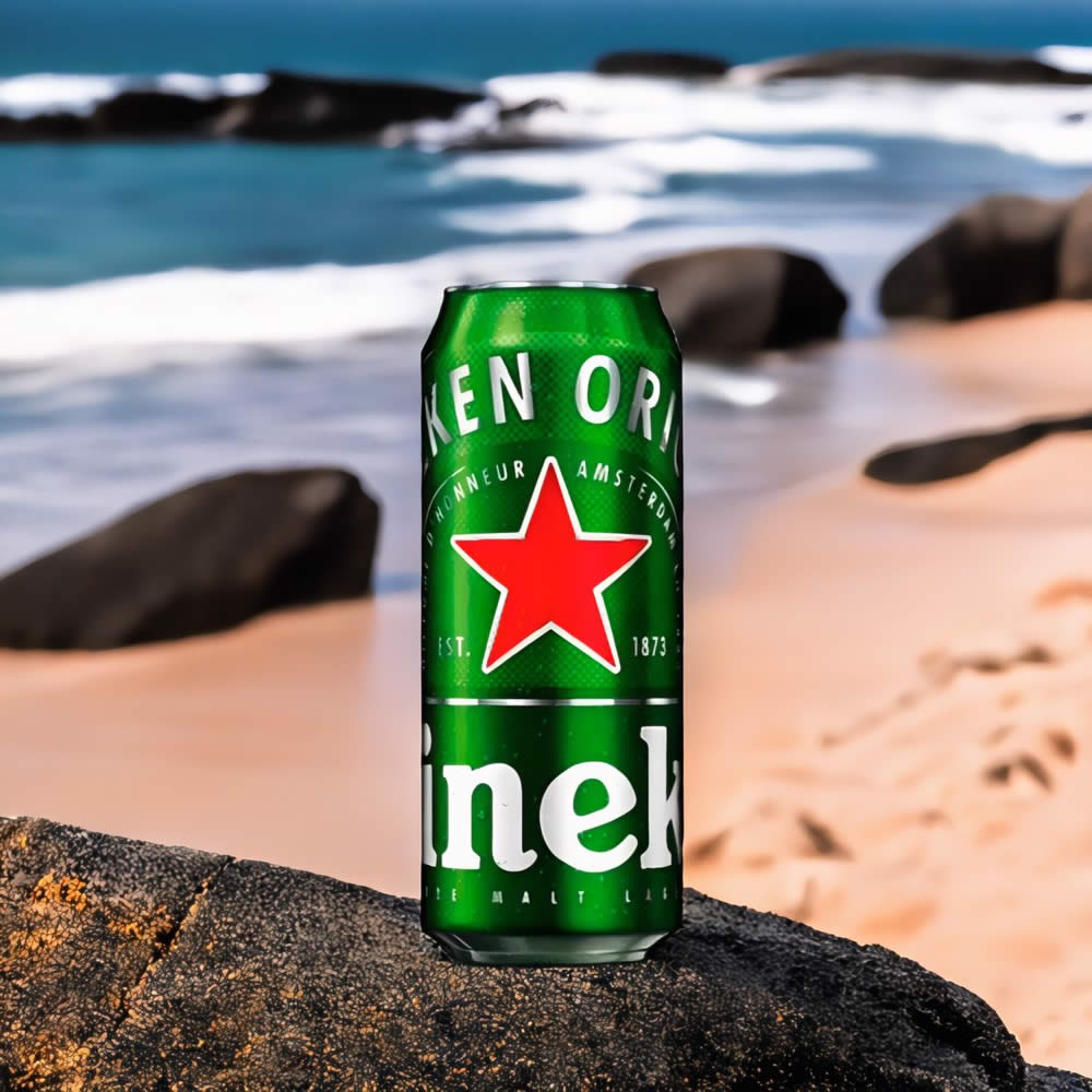 Cerveza Heineken Pilsner sobre roca