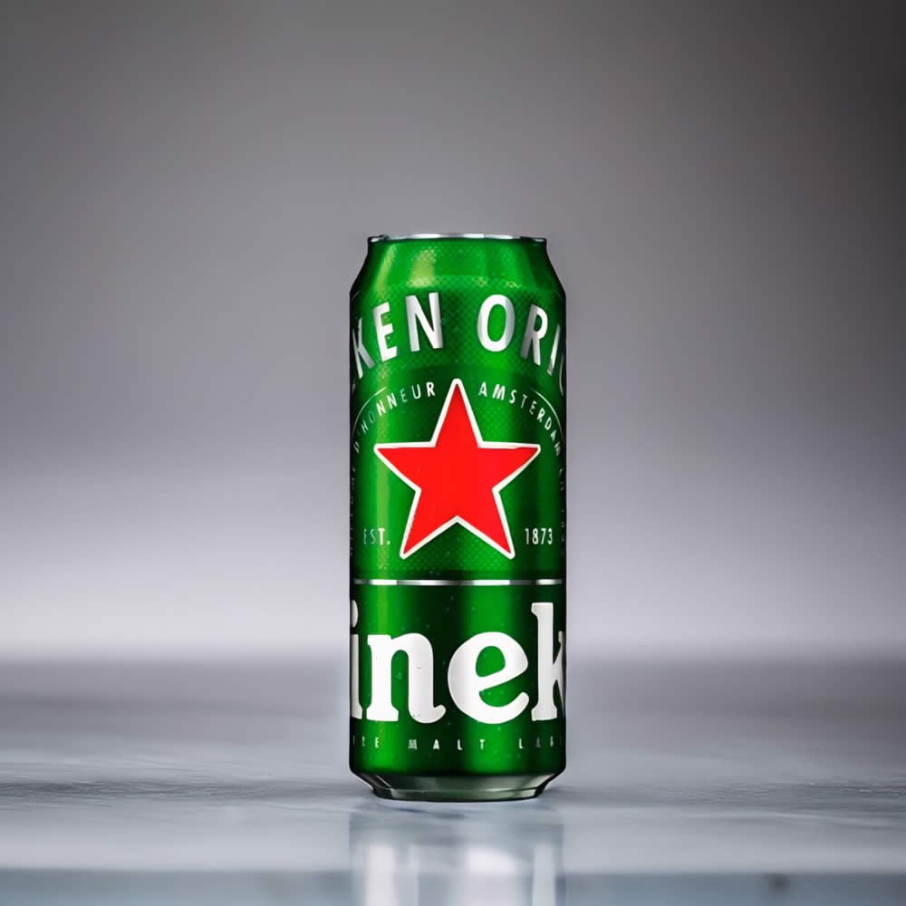 Cerveza Heineken Pilsner en mesa marmol gris