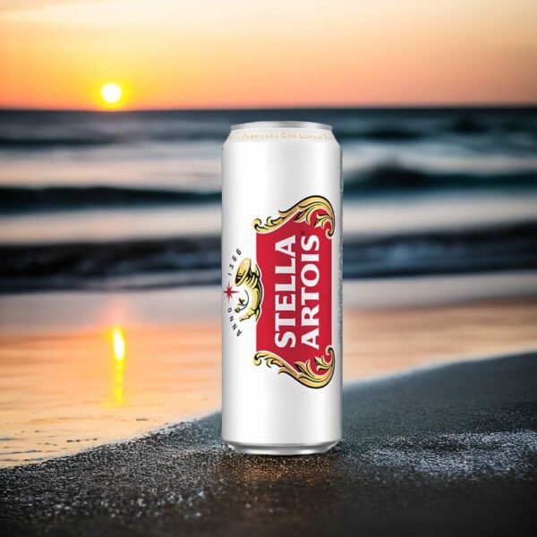 Cerveza Stella Artois en la playa