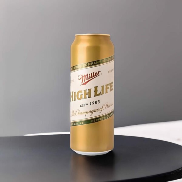 Cerveza Miller High Life en fondo gris