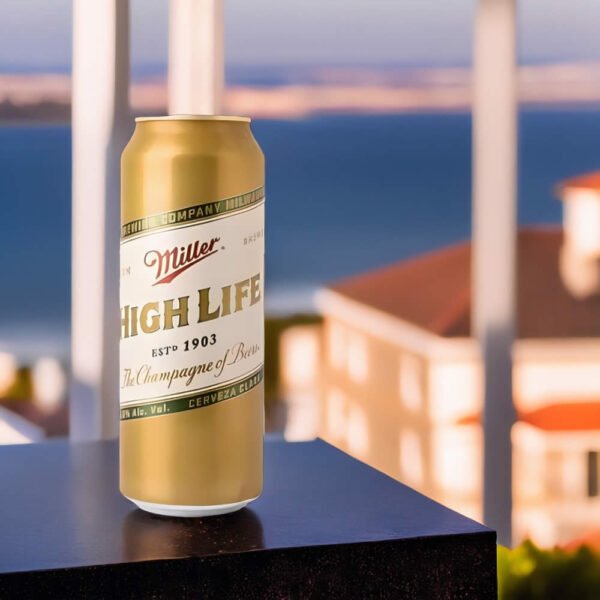 Cerveza Miller High Life con mar de fondo