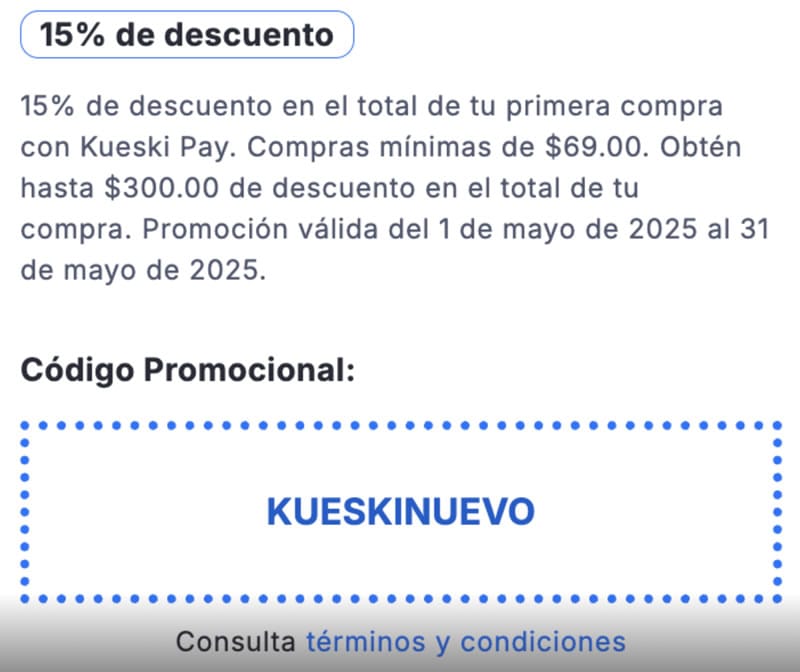 15% de descuento con Kueski Pay